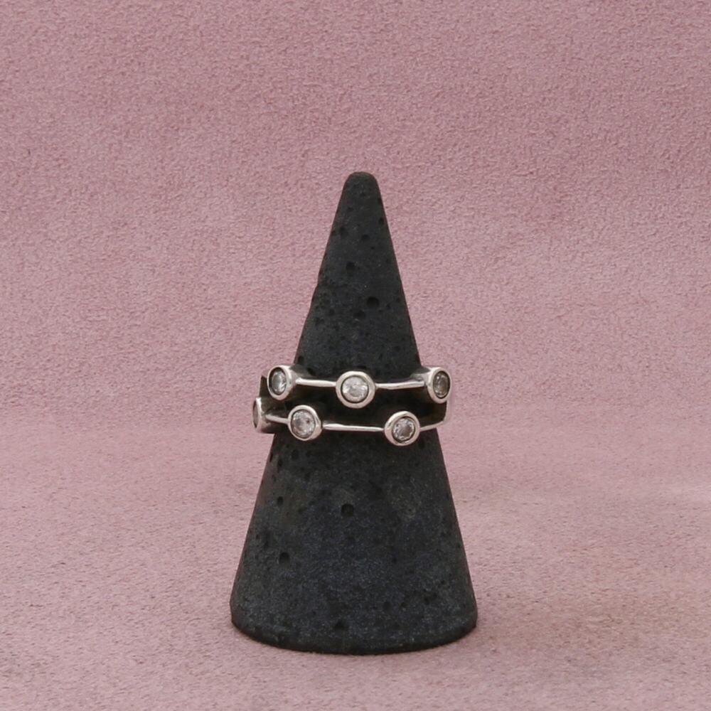 sterling silver round-cut cz bubbles ring size 6.75